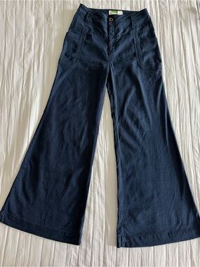 Anthropology Navy Wide-Leg Flare pants